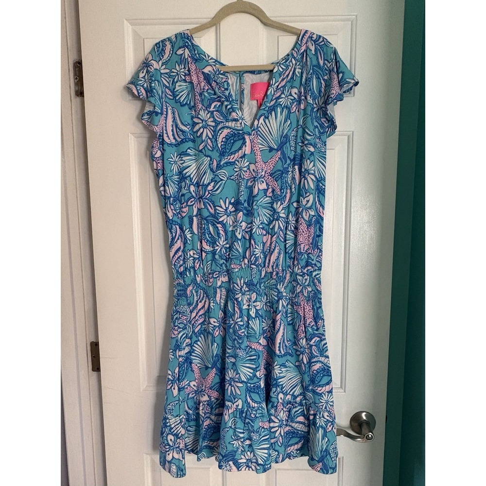 NWT Lilly Pulitzer Ravi Romper Amalfi Blue Sound the Sirens Sz XL